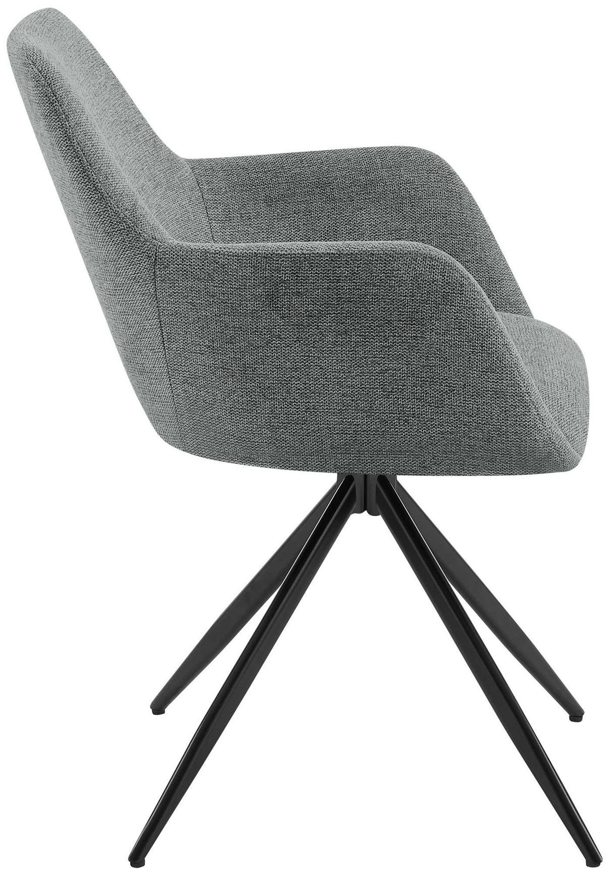 ARMLEHNENSTUHL Stoff grau - Schwarz/Grau, Textil/Metall (56/81/62cm) - CLP