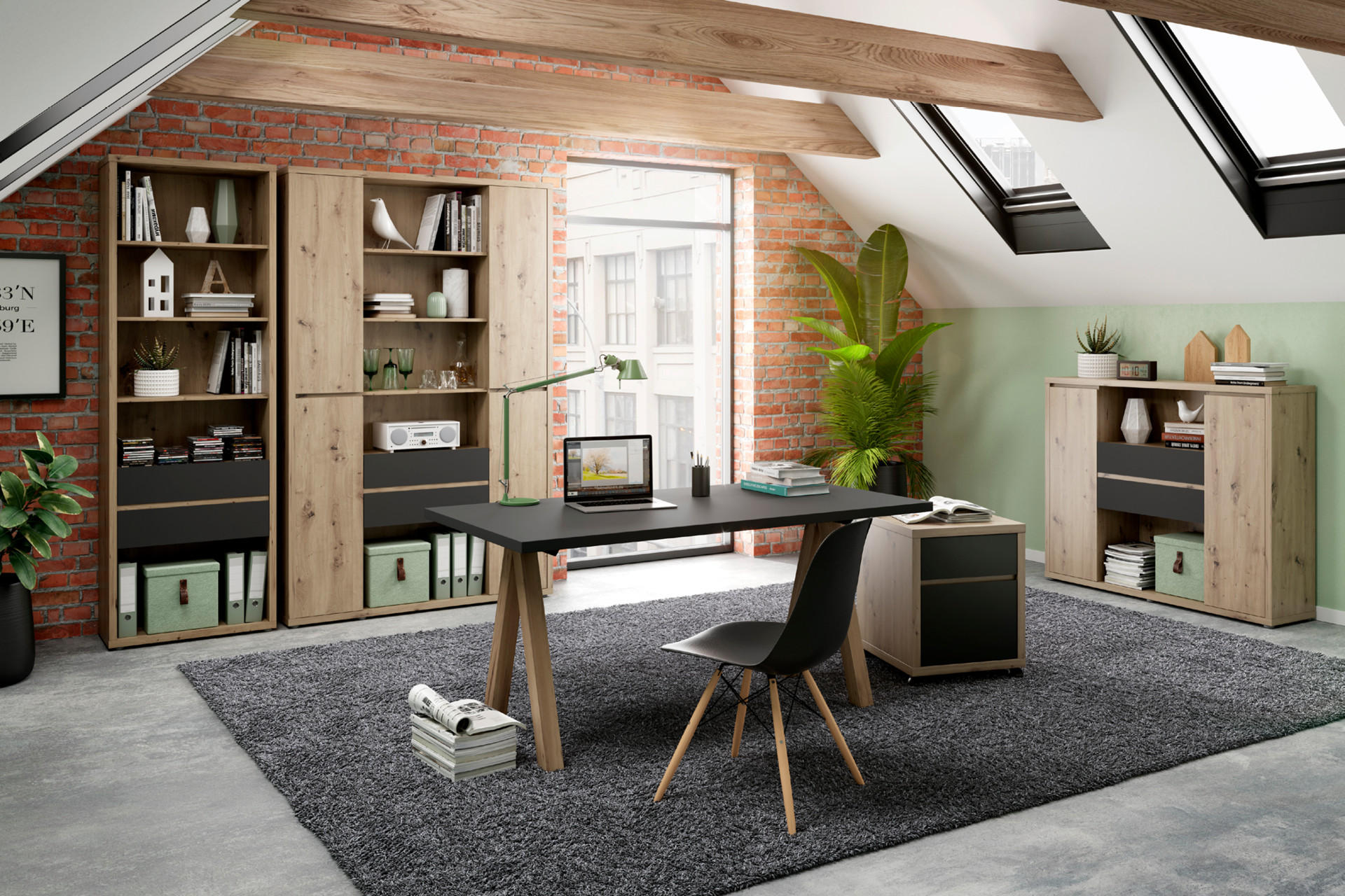 Home Office im Dachboden