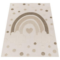 KINDERTEPPICH Regenbogen Kinderzimmer schmutzabweisend Sand Läufer 80x150 - Beige, Textil (80/150cm) - KADIMA DESIGN
