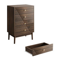 KOMMODE aus MDF und Spanplatte 60x40x90 cm Walnuss mit 4 Schubladen im Mid-Century-Stil - Walnussfarben, Holzwerkstoff (60/90/40cm) - Modfu