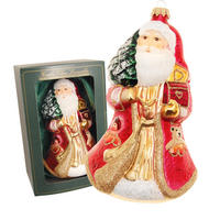 CHRISTBAUMSCHMUCK Weihnachtsmann Schatztruhe Rot 15cm (Glas / 1 Stk.) - Rot, Glas (4/15/4cm) - Krebs Glas Lauscha