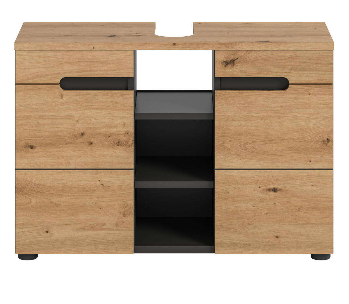 WASCHBECKENUNTERSCHRANK Eiche, grau 80 cm mit Soft-Close - Eiche Artisan/Grau, Holz/Holzwerkstoff (80/55/34cm) - Inn.Furn