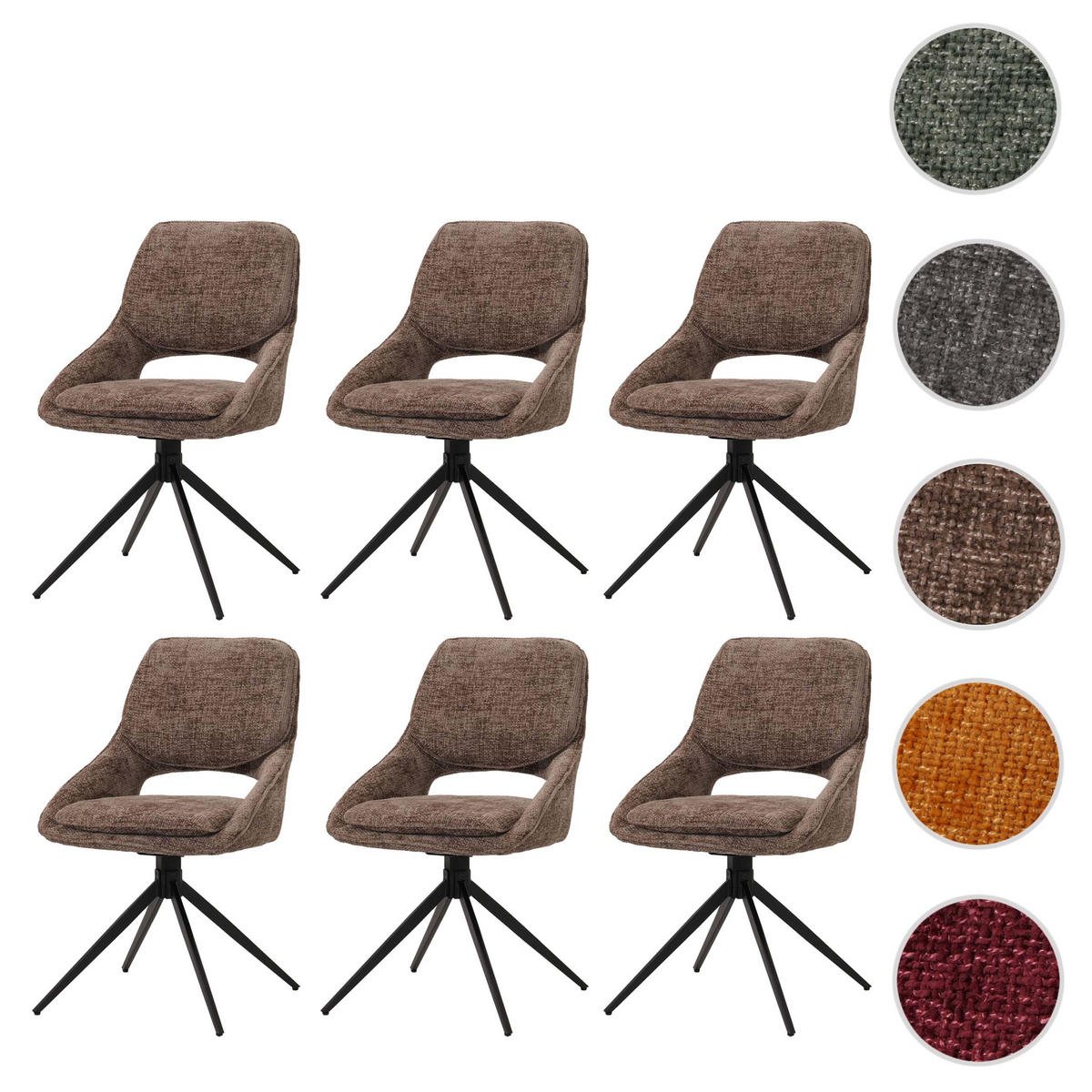 ESSZIMMERSTUHL Braun 6er-Set - Braun, Textil (55/87/55cm) - MCW