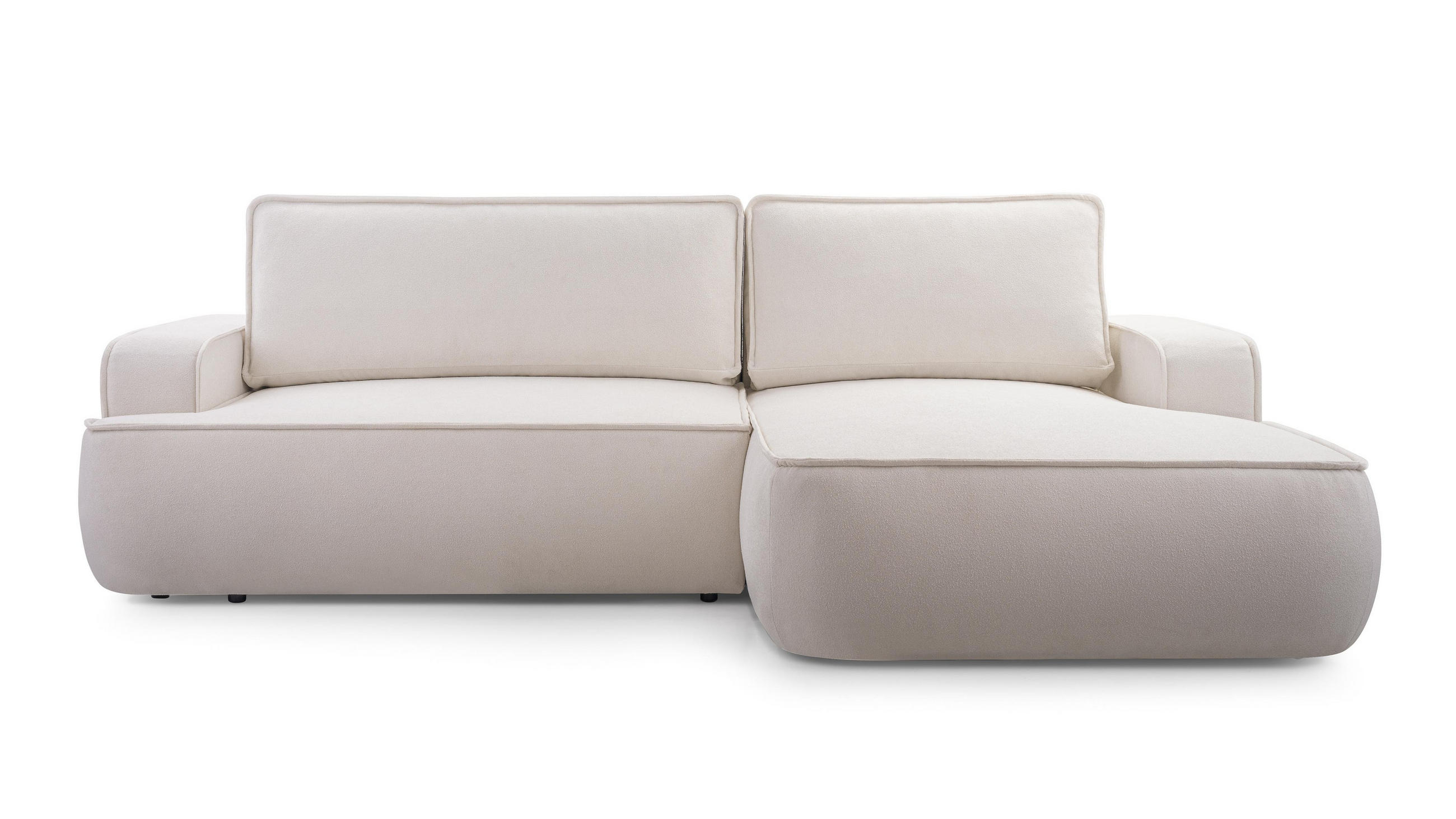 ECKSOFA L Form Ablia Creme 267/168/87 cm mit Schlaffunktion R - Creme/Schwarz, Kunststoff/Textil (267/168cm) - AX Living