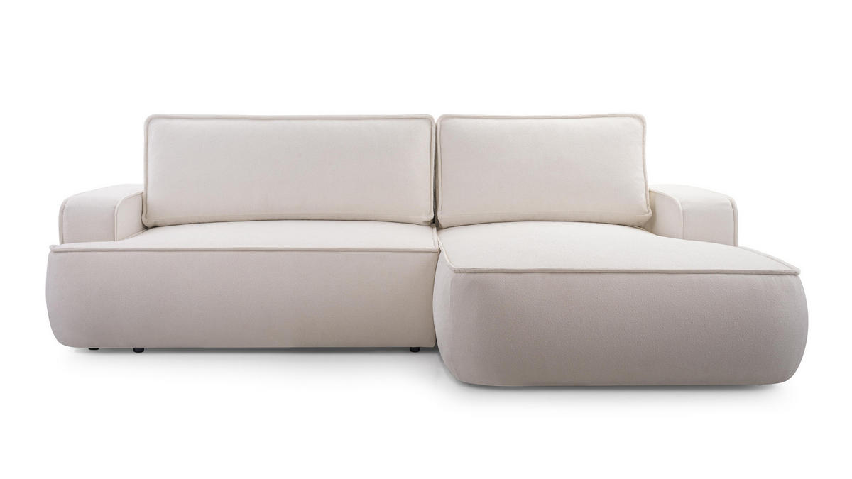 ECKSOFA L Form Ablia Creme 267/168/87 cm mit Schlaffunktion R - Creme/Schwarz, Kunststoff/Textil (267/168cm) - AX Living