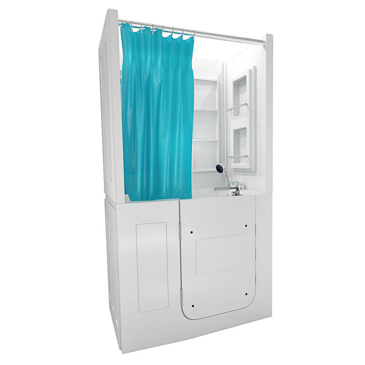 SENIOREN Dusche Sitzwanne mit Tür S08D-B-L - Weiß, Glas/Kunststoff (110/68/205cm) - AcquaVapore by Sandra Jentho