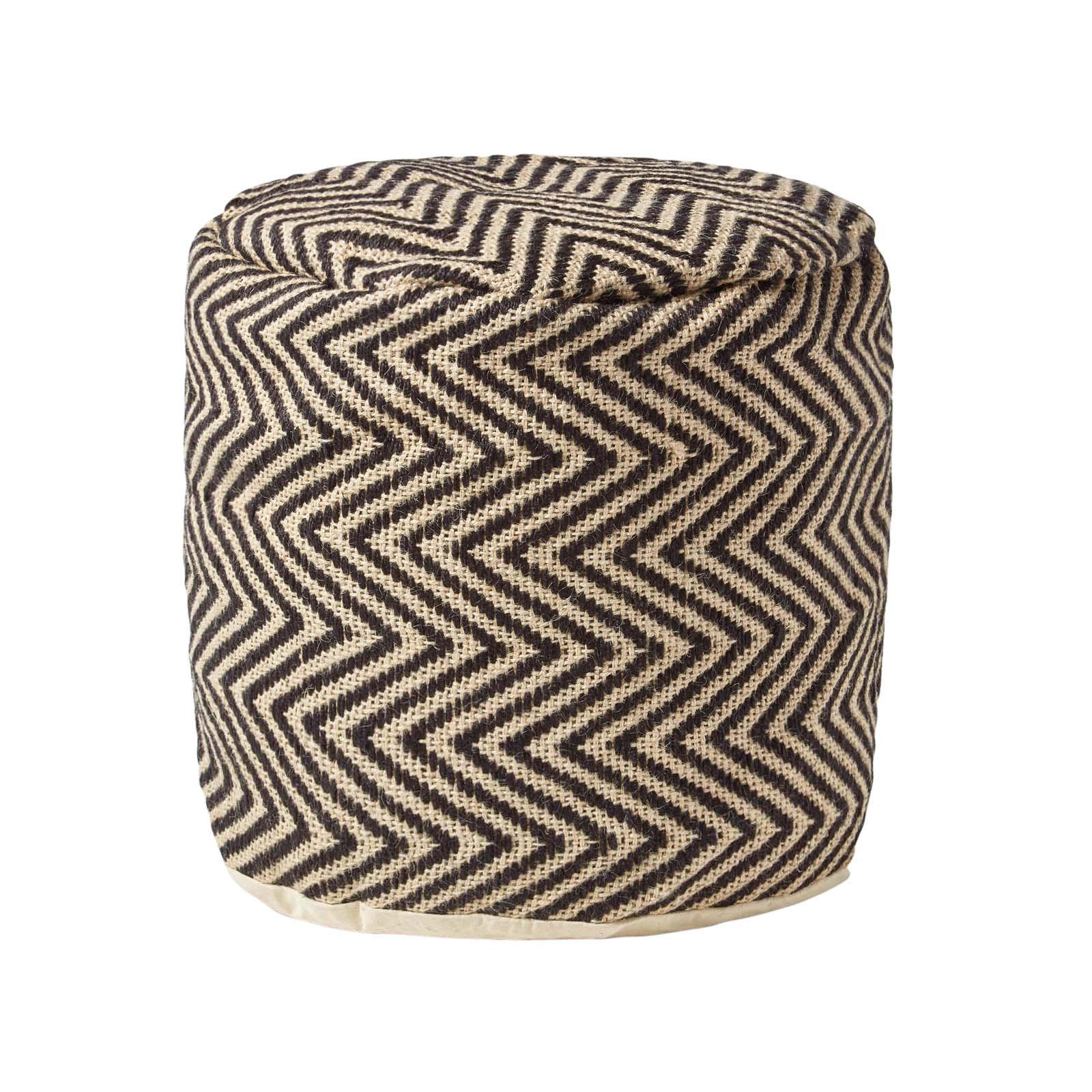 SITZPOUF rund mit Zickzack-Muster, 40/40/45 cm - Schwarz, Textil (45/40/45cm) - Homescapes