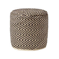SITZPOUF rund mit Zickzack-Muster, 40/40/45 cm - Schwarz, Textil (45/40/45cm) - Homescapes