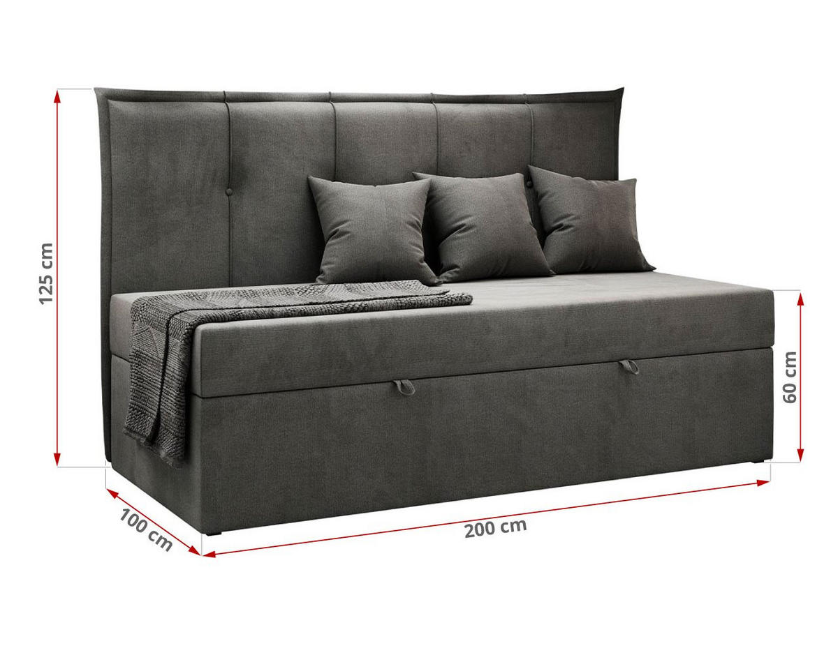 BOXBETT BANCO 90/200 Dunkelgrau Velvet hydrophob - H3 - Dunkelgrau, Holz/Textil (90/200cm) - MKS