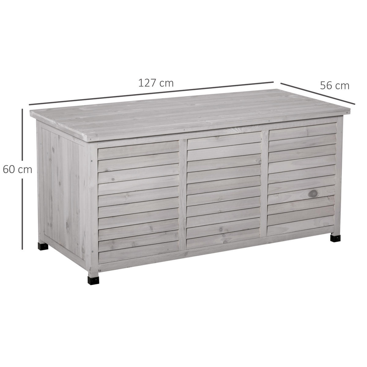 GARTENBOX Kissenbox Aufbewahrungsbox Gartentruhe, wetterbeständig, Massivholz, Grau - Hellgrau, Holz (56/60/127cm) - Outsunny