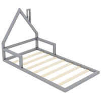 HAUSBETT 90/200 cm DE-04357, mit Massivholz in Hausform, in Grau - Grau, Holz/Holzwerkstoff (90/200cm) - ComfortXL
