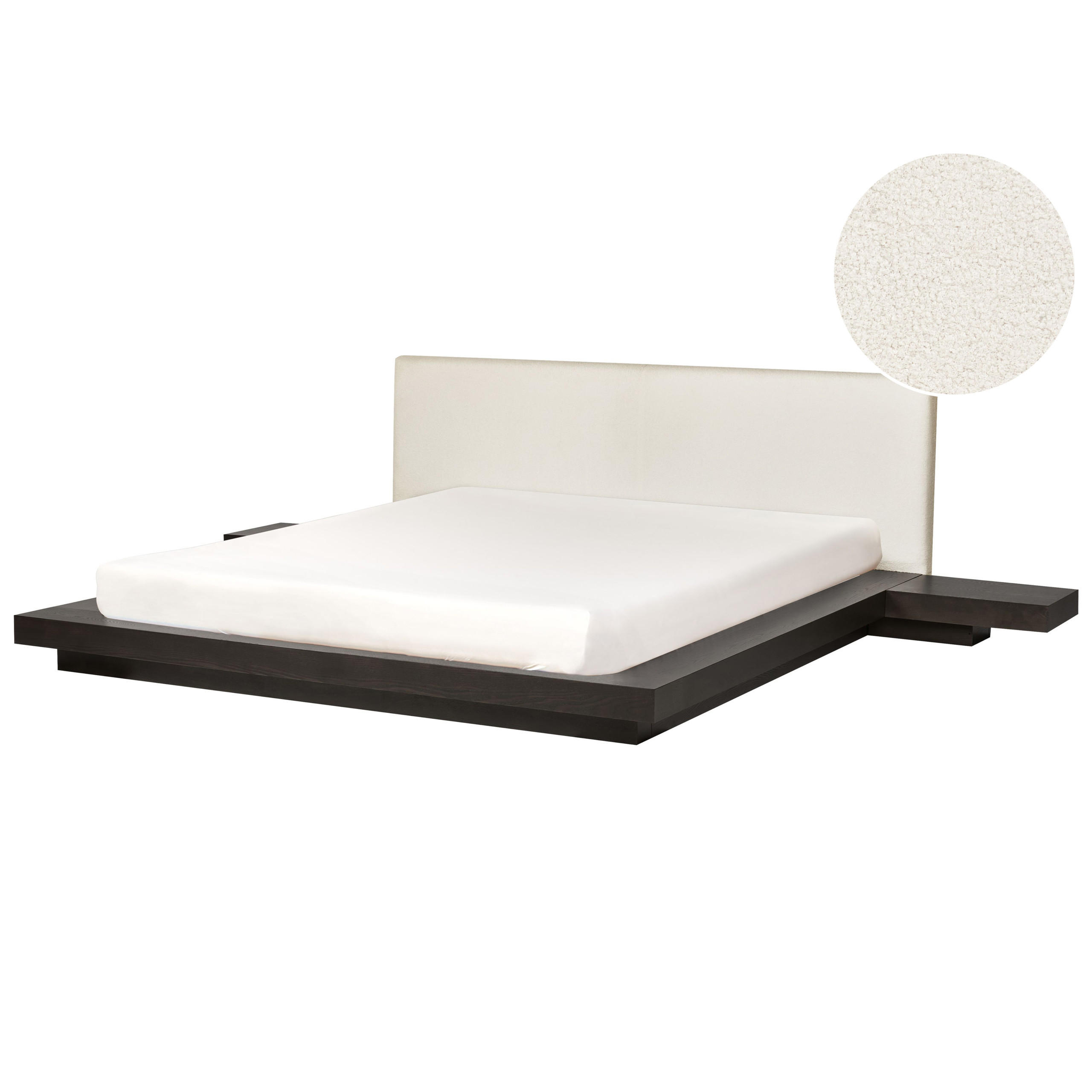 WASSERBETT Bouclé 180/200 cm Dunkle Esche Zen - Dunkelbraun, Holz (180/200cm) - Beliani