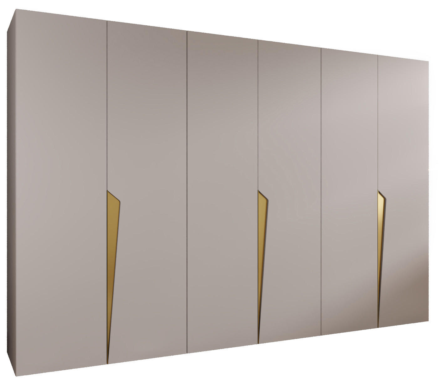 DREHTÜRENSCHRANK 202/300/52 6-türig - Beige/Goldfarben, Holz/Metall (300/202/52cm) - Abiks Möbel
