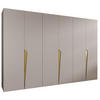 DREHTÜRENSCHRANK 202/300/52 6-türig - Beige/Goldfarben, Holz/Metall (300/202/52cm) - Abiks Möbel