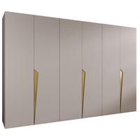 DREHTÜRENSCHRANK 202/300/52 6-türig - Beige/Goldfarben, Holz/Metall (300/202/52cm) - Abiks Möbel