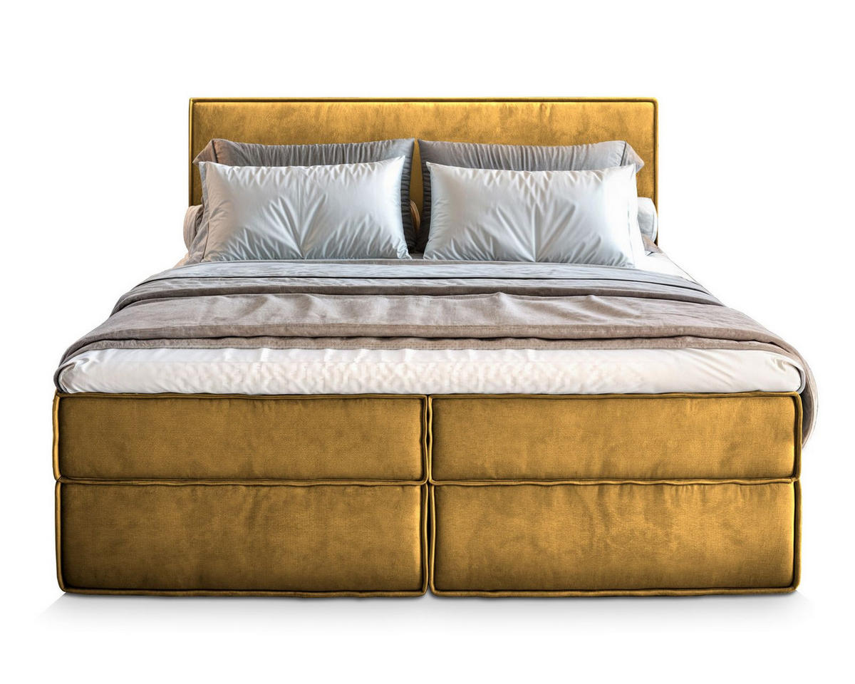 POSTEL BOXSPRING PELLIO 180x200 cm, s matrací a úložným prostorem, žlutá - žlutá, kompozitní dřevo/textil (180/200cm) - MASSENO