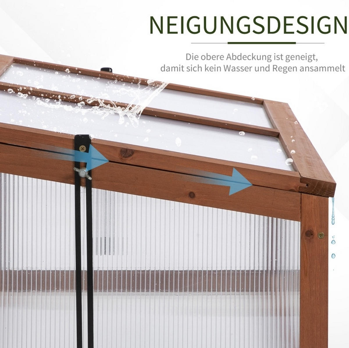 GEWÄCHSHAUS aus Holz 100x65x40 cm in Braun mit aufklappbarer Abdeckung - Braun, Holz (65/40/100cm) - Modfu