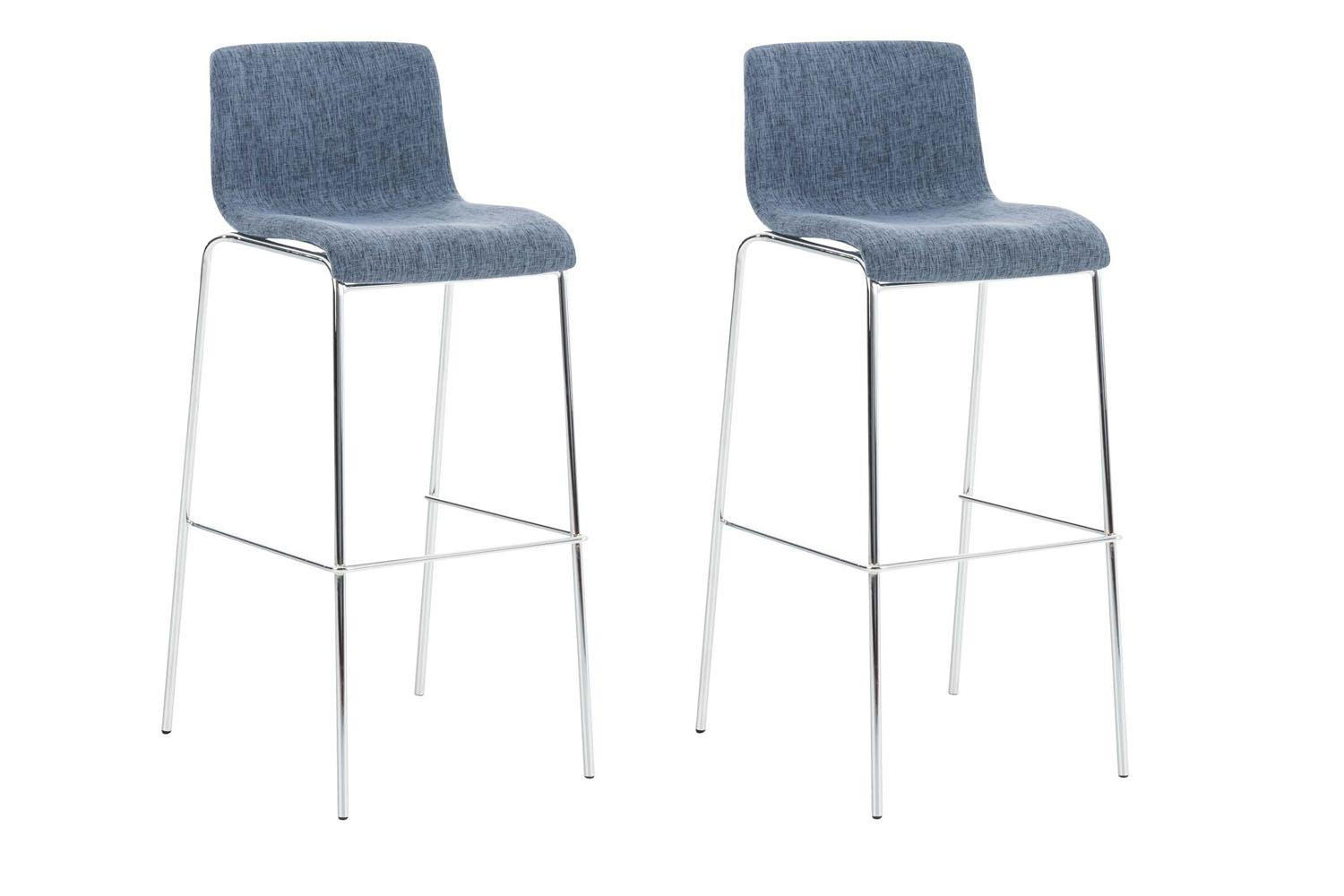 BARHOCKER 2er Set Stoff blau - Chromfarben/Blau, Textil/Metall (43/100/48cm) - CLP