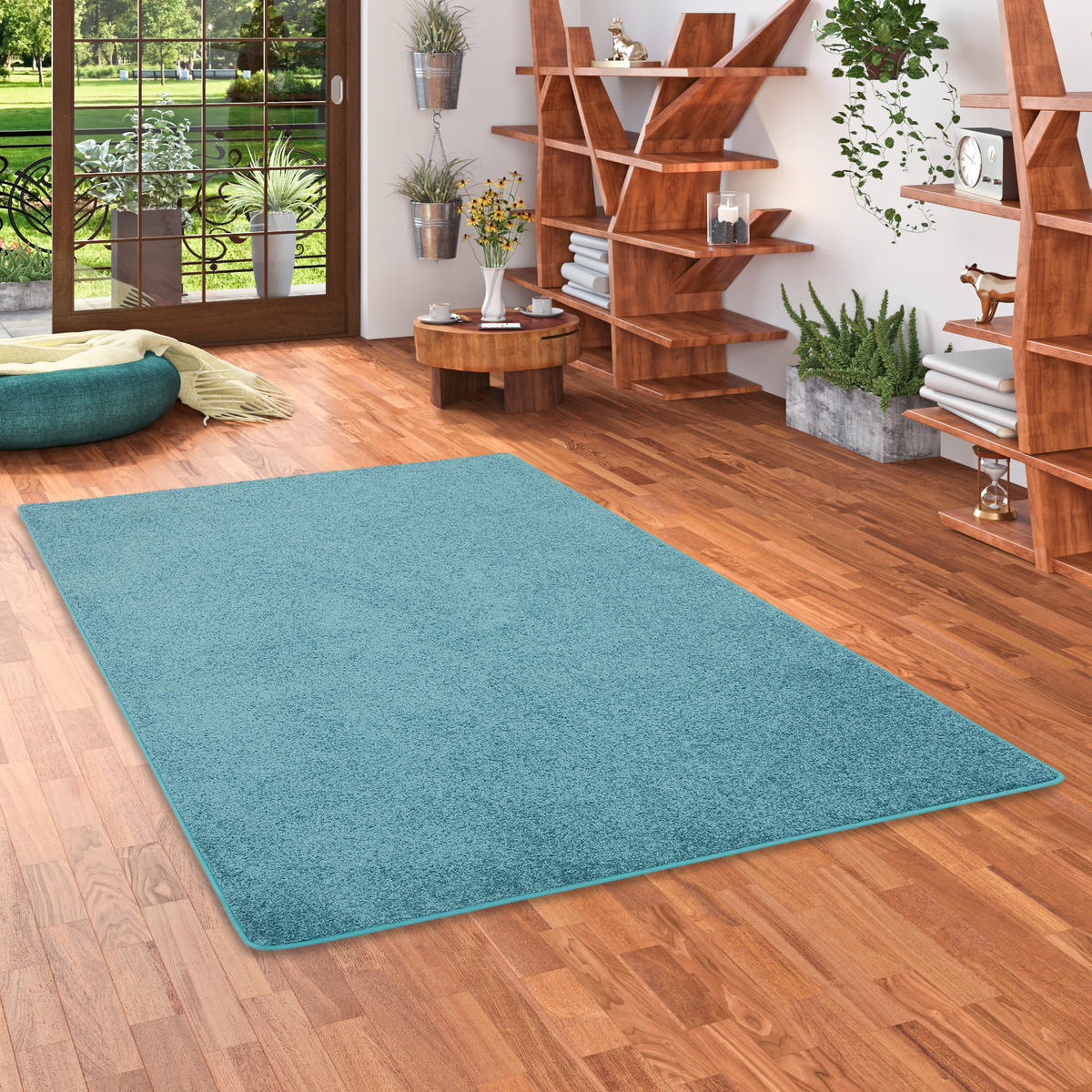 HOCHFLOR LANGFLOR TEPPICH COTTAGE - Petrol, Textil (200/200cm) - Snapstyle