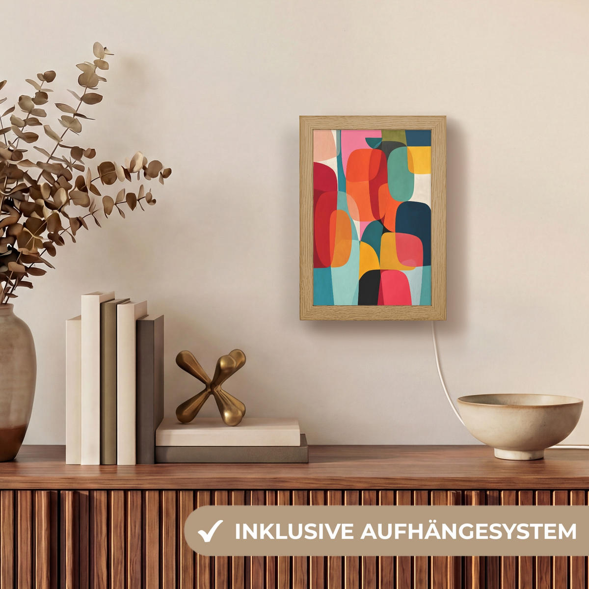 NÁSTĚNNÁ LAMPA Tvary - barevné - abstraktní - letadla 15x20 cm - různobarevná, kompozitní dřevo (15/20/8cm) - OnlyWow