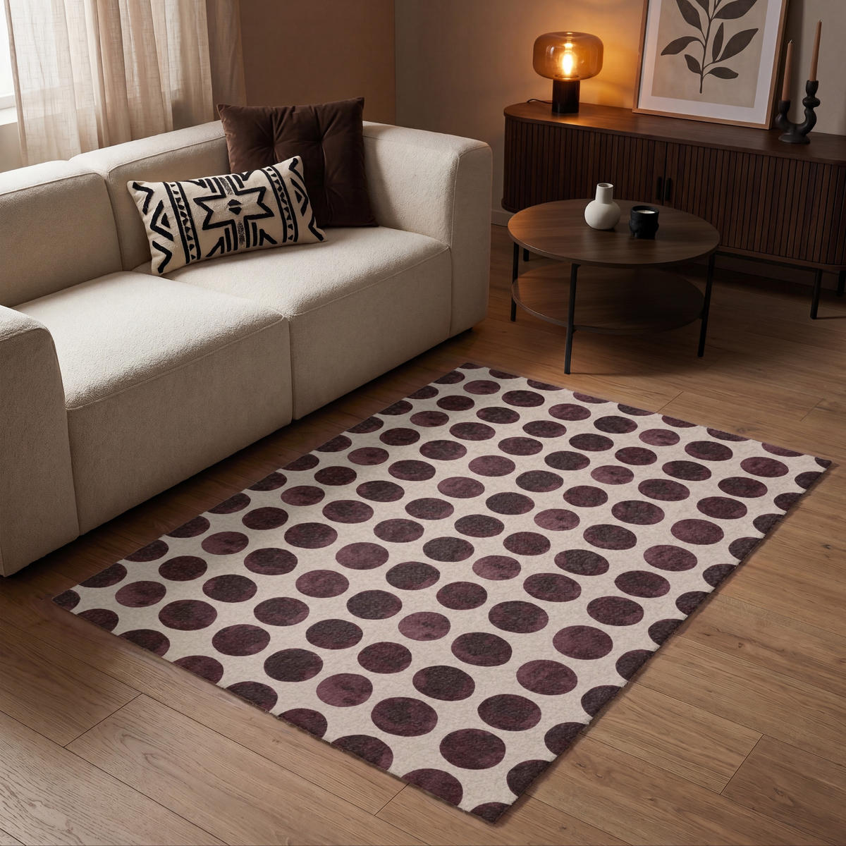KOBERCE - Bodky - Vzor - Hnedý - 120x180 cm - tmavohnedá, textil/plast (120/0.4cm) - OnlyWow