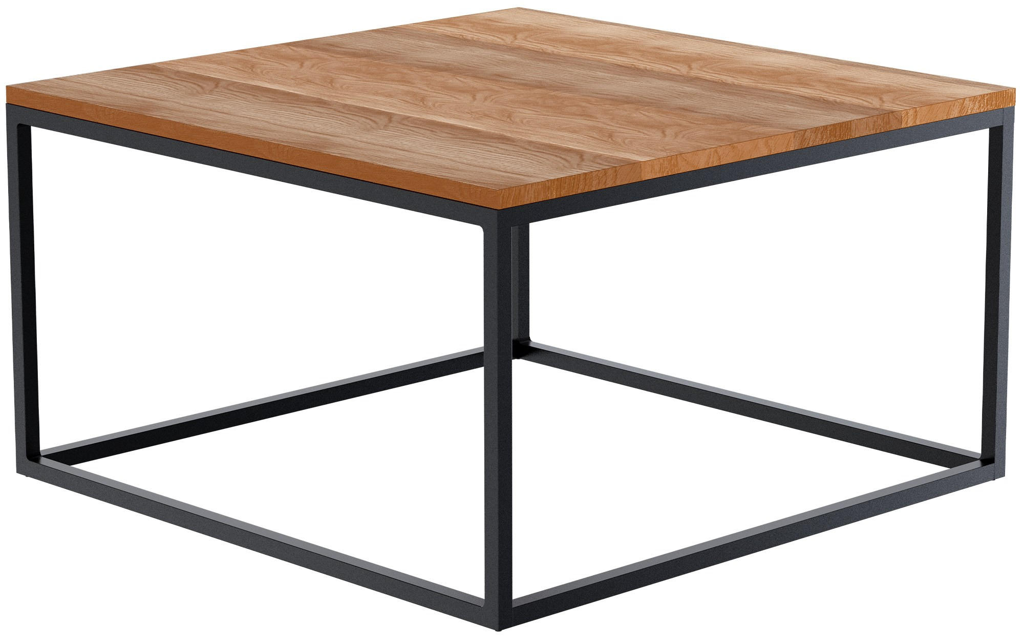 COUCHTISCH eckig 80/80/45 cm Holz Eiche - Eichefarben/Schwarz, Holz/Metall (80/80/45cm) - CLP