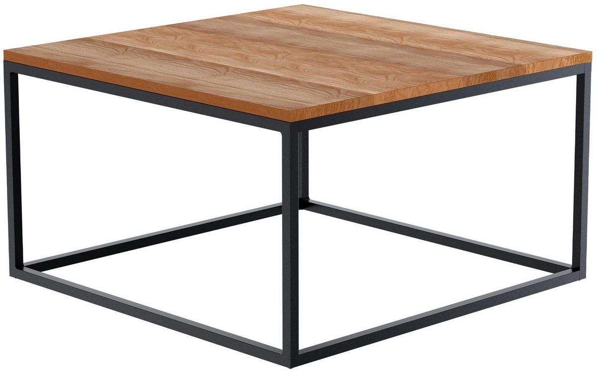 COUCHTISCH eckig 80/80/45 cm Holz Eiche - Eichefarben/Schwarz, Holz/Metall (80/80/45cm) - CLP