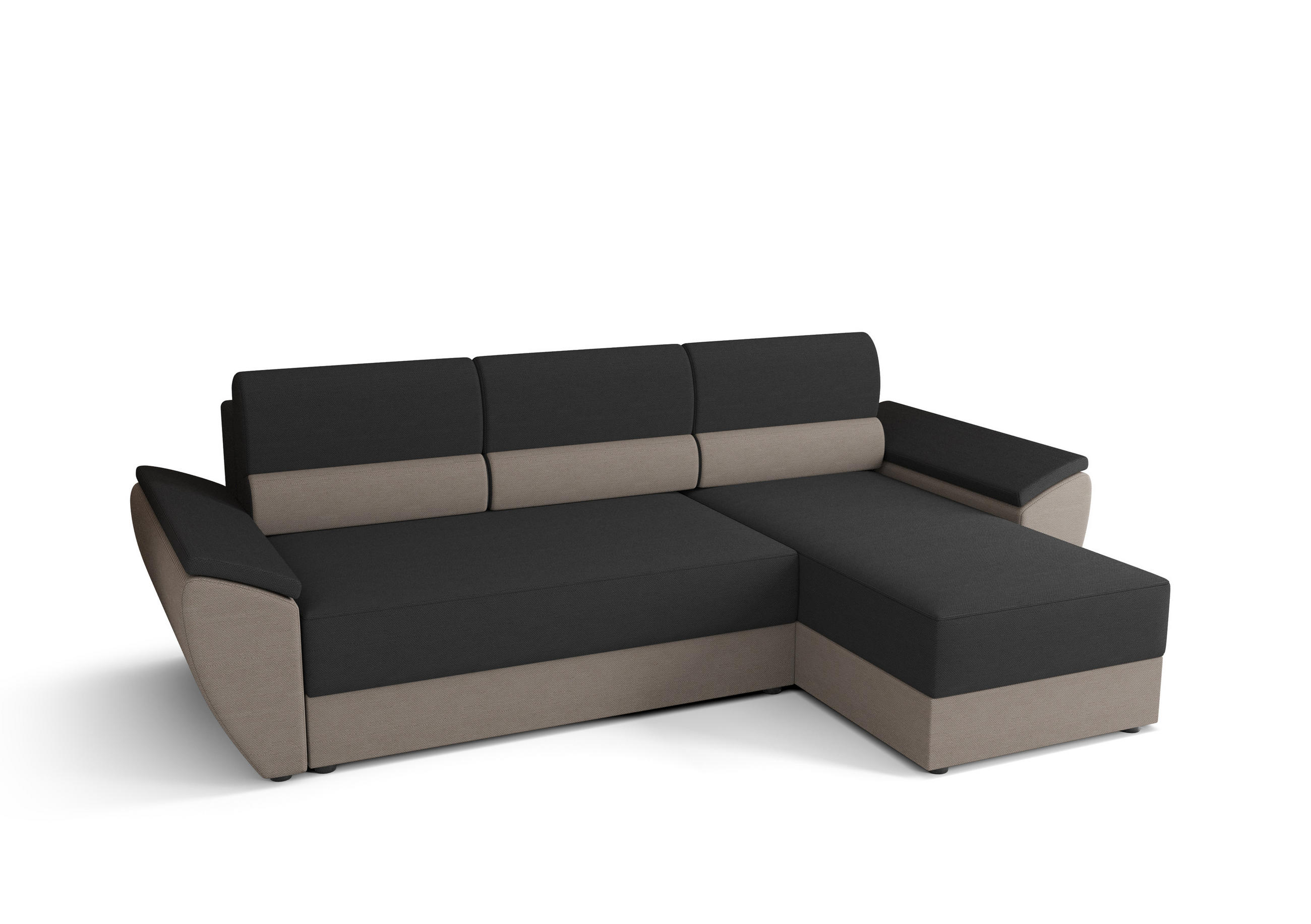 ECKSOFA L REBI L2 Rainbow 27/83 Rechts mit Schlaffunktion, Grau/Beige, L-Form - Beige/Grau, Textil (251/140cm)