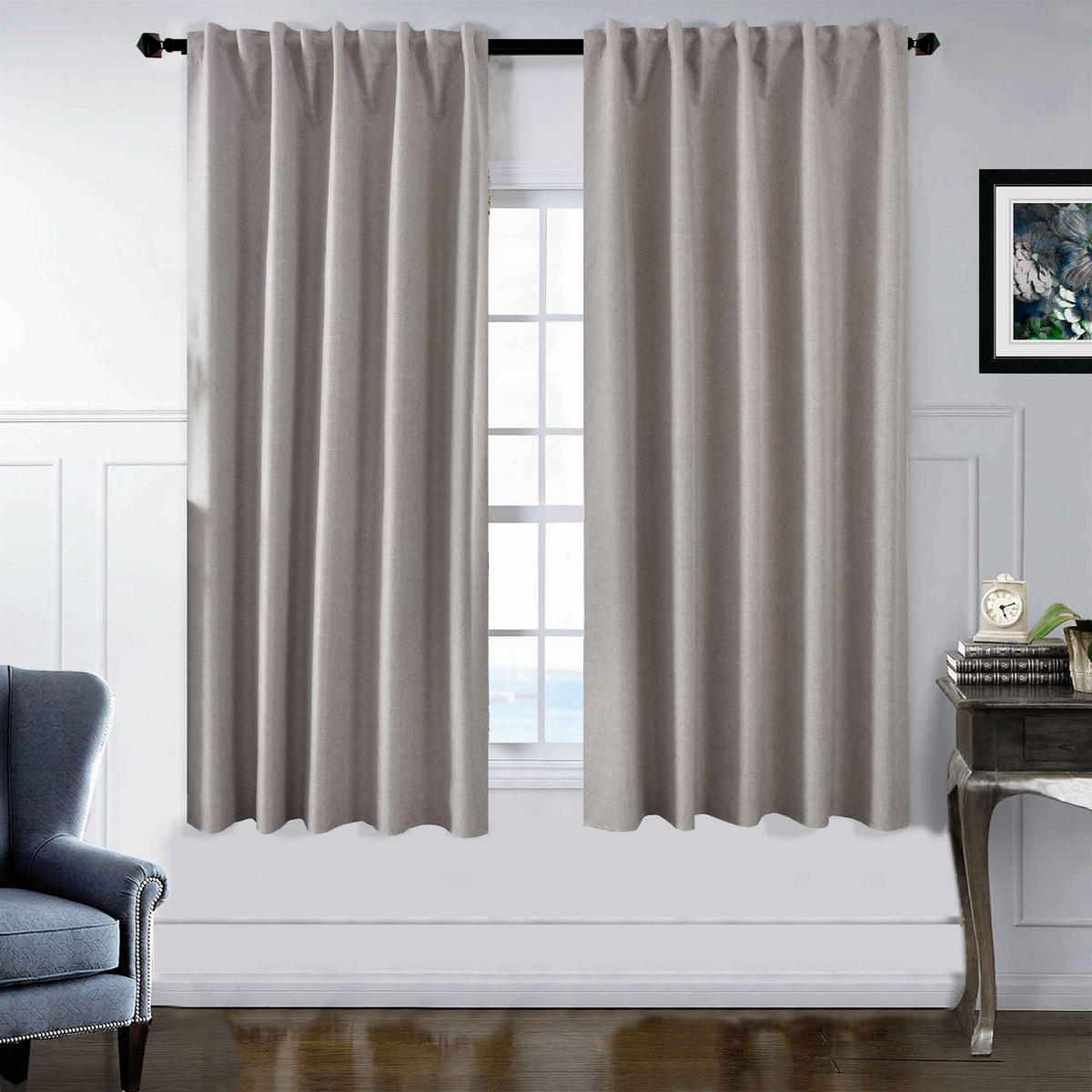 VORHANG 2ER SET BOSTON DARK HxB 175x140 cm Taupe - Taupe, Textil (140/175cm) - Gardinenbox