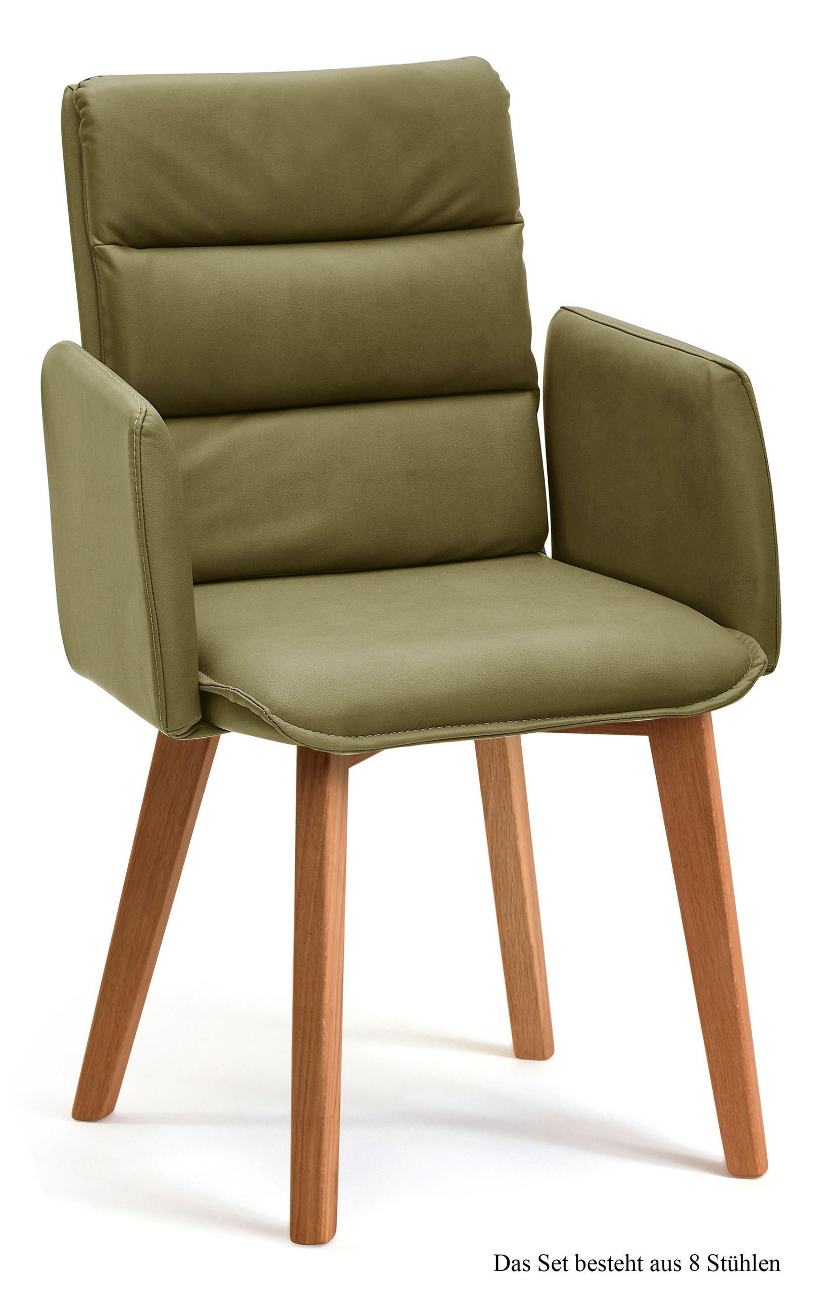 ARMLEHNSTUHL (8er-Set) Daritsa 52x92x60 Eiche geölt/Olivgrün - Eichefarben/Olivgrün, Kunststoff (60/92/52cm) - 58aufmkessel