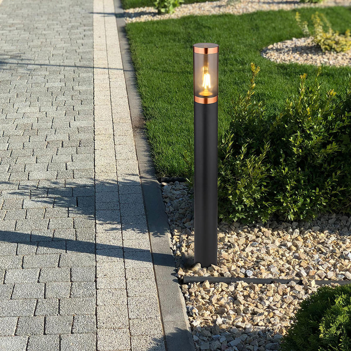 LED STEHLEUCHTE Edelstahl Schwarz 2er Set - Schwarz, Metall (12.7/12.7/80cm) - Globo Lighting