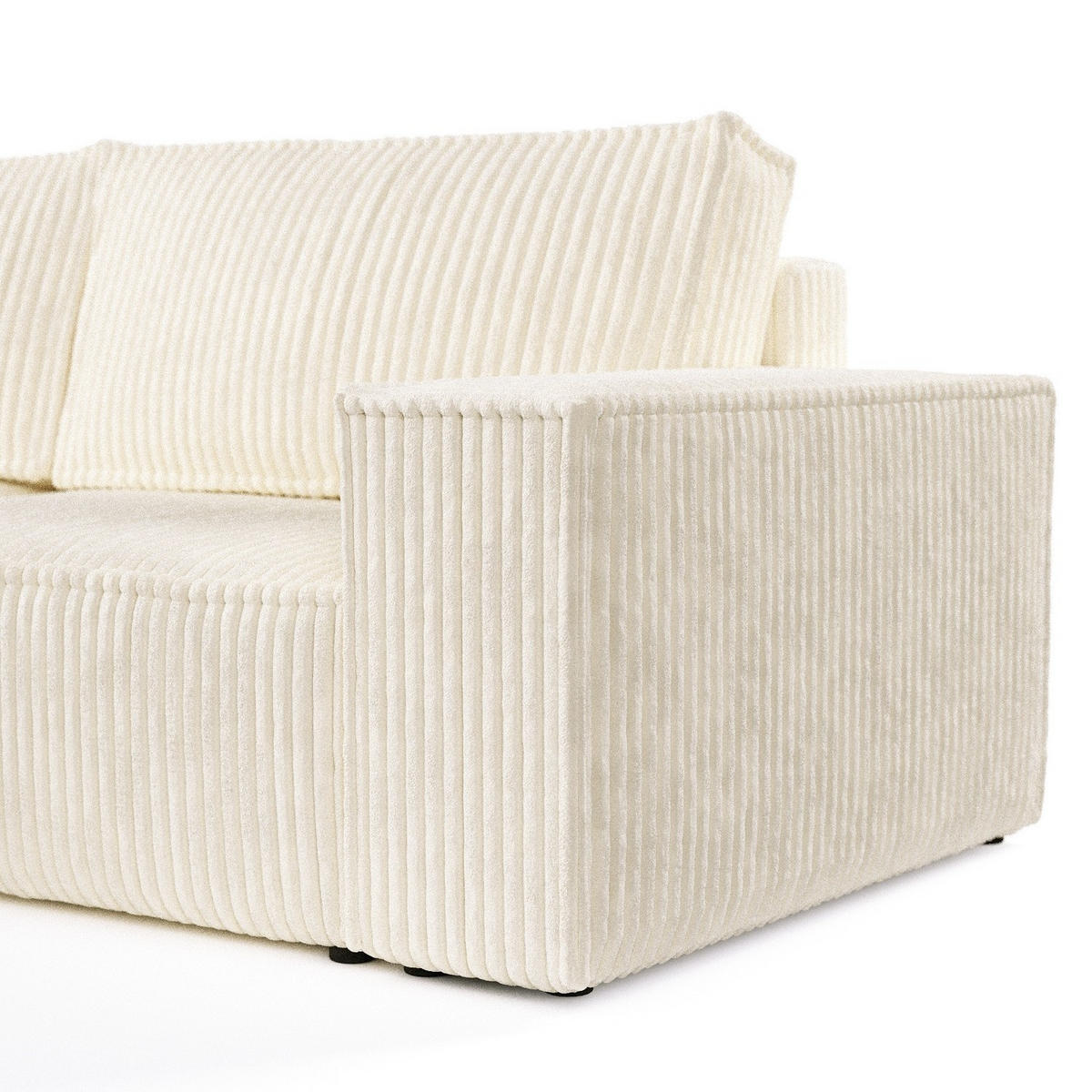 ROHOVÁ SEDAČKA CAVO, textil, Krémová - černá/krémová, dřevo/kompozitní dřevo (255/148cm) - AltaBeds
