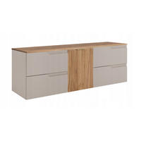 WASCHBECKUNTERSCHRANK MODERN 160cm mit Arbeitsplatte Farbe: Eichen Craft mit geriffelter Vorderseite Farbe: Eichen Craft - Kaschmir - Kaschmir/Eichefarben, Holzwerkstoff (160/57/46cm) - Rodan
