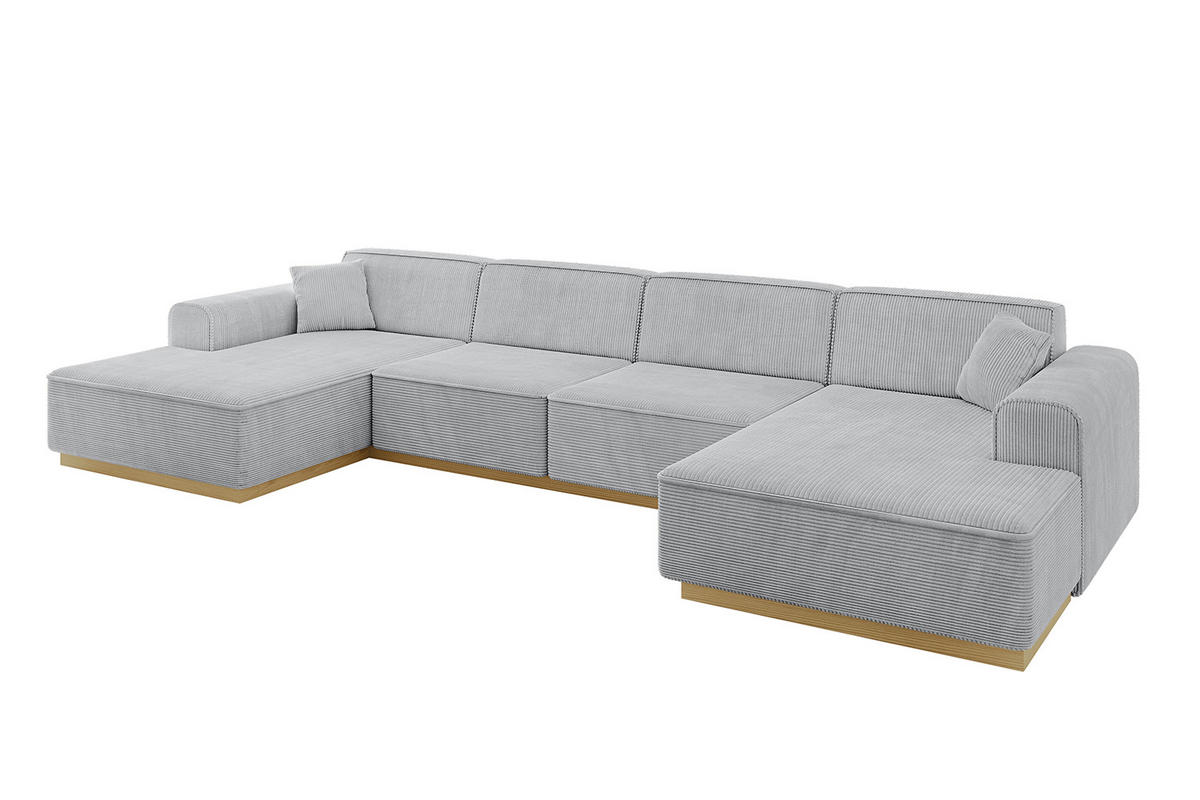 WOHNLANDSCHAFT IREA-U2-v2 - 382x165x81 cm Grau - Grau, Holzwerkstoff/Textil (382/81/165cm) - ALTDECOR