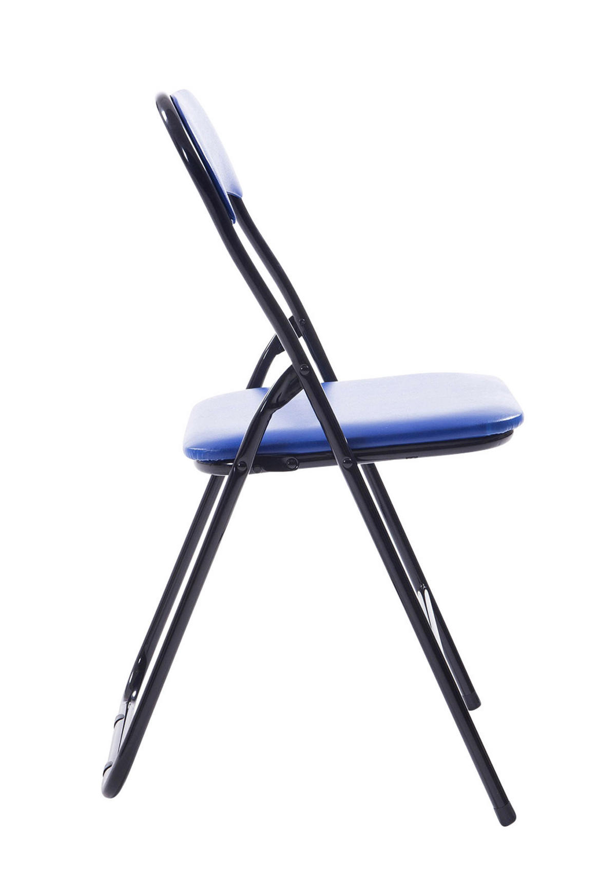 BESUCHERSTUHL Lederlook blau/schwarz - Blau/Schwarz, Textil/Metall (45/78/45cm) - CLP