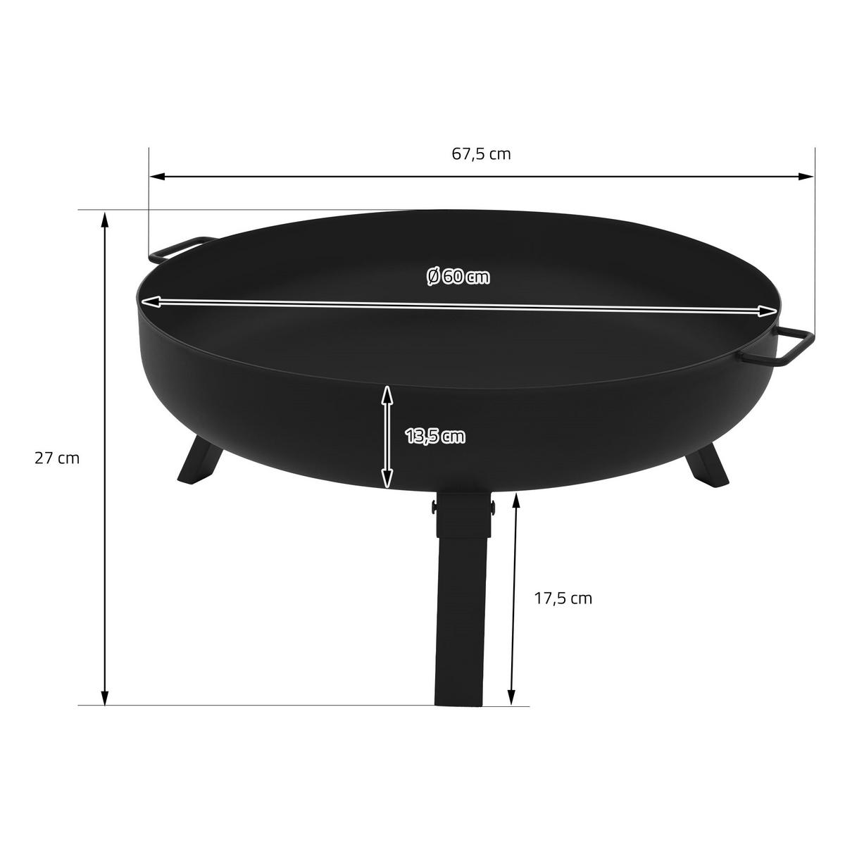 FEUERSCHALE - Schwarz, Metall (60/27/67.5cm) - ECD-Germany