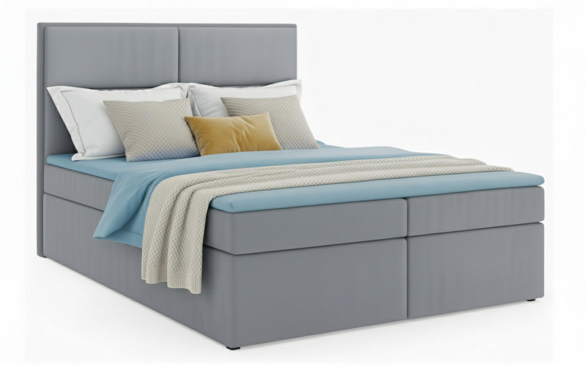 BOXSPRINGBETT AURORA mit Topper und Bettkasten, Silberfarben, 140x200 cm - Silberfarben, Textil (140/200cm) - KS Home Concept