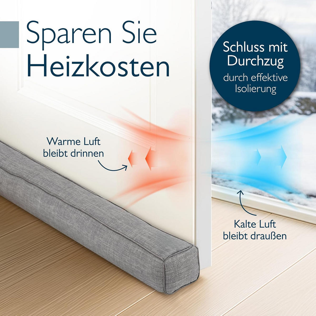 ZUGLUFTSTOPPER Levante OM 6,5x100cm Grau (2tlg) - Grau, Textil (6/100cm) - Beautissu 