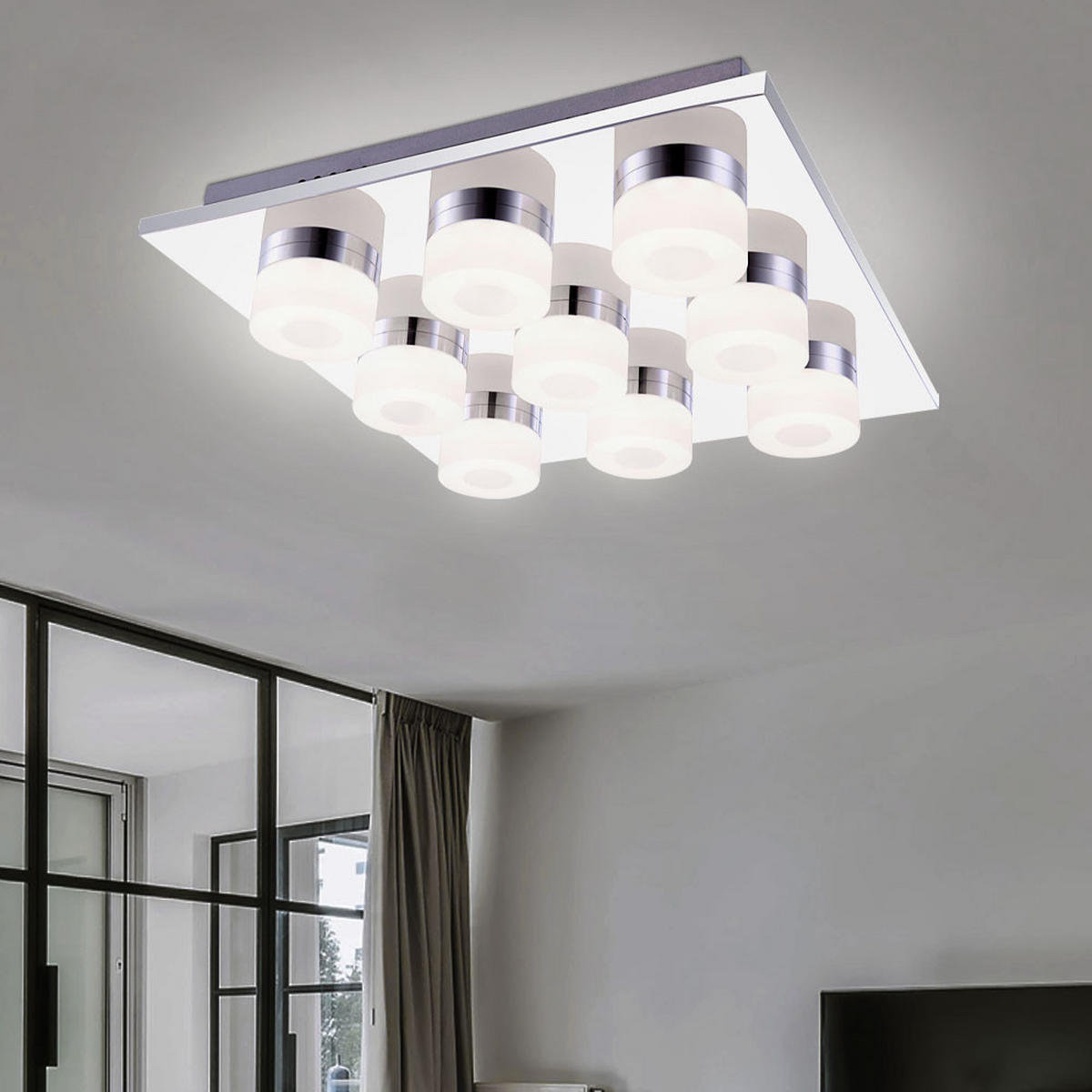 LED DECKENLEUCHTE Panamera Silber satiniert - Silberfarben, Metall (36/36/8cm) - Globo Lighting