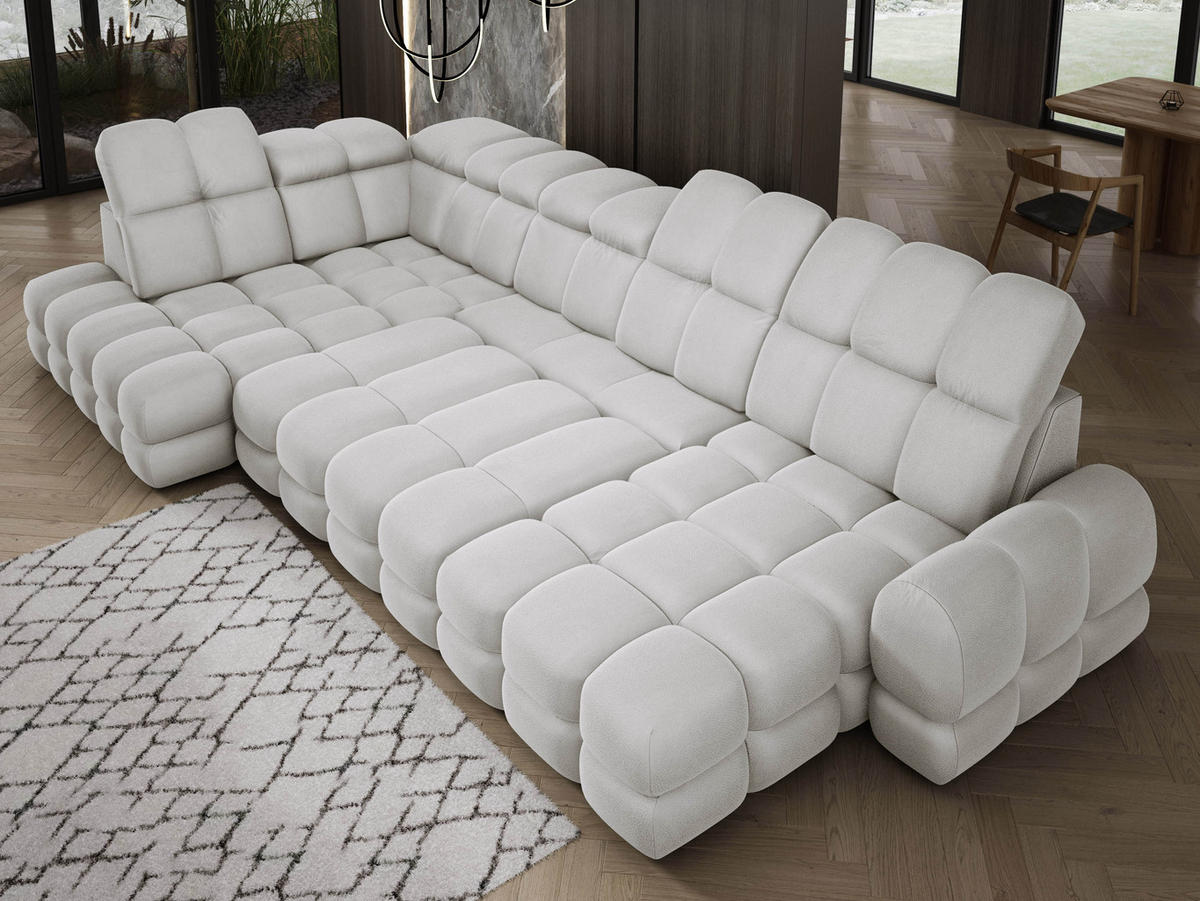 ECKSOFA TOLLO Solar-stoff U-form 400x217x105 cm esche - Silberfarben, Holz/Textil (400/217cm) - DomoHome