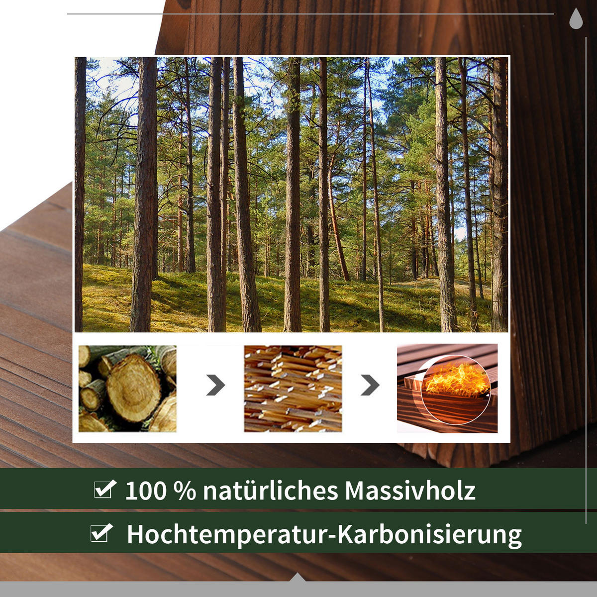 GARTENBRUNNEN, Tannenholz, Kunststoff, Dunkelbraun - Dunkelbraun, Holz/Kunststoff (445/445/585cm) - Outsunny