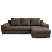 ECKSOFA L Form Manisa Braun 234/145/83 cm Rechts mit Schlaffunktion - Silberfarben/Braun, Kunststoff/Textil (234/145cm) - AX Living