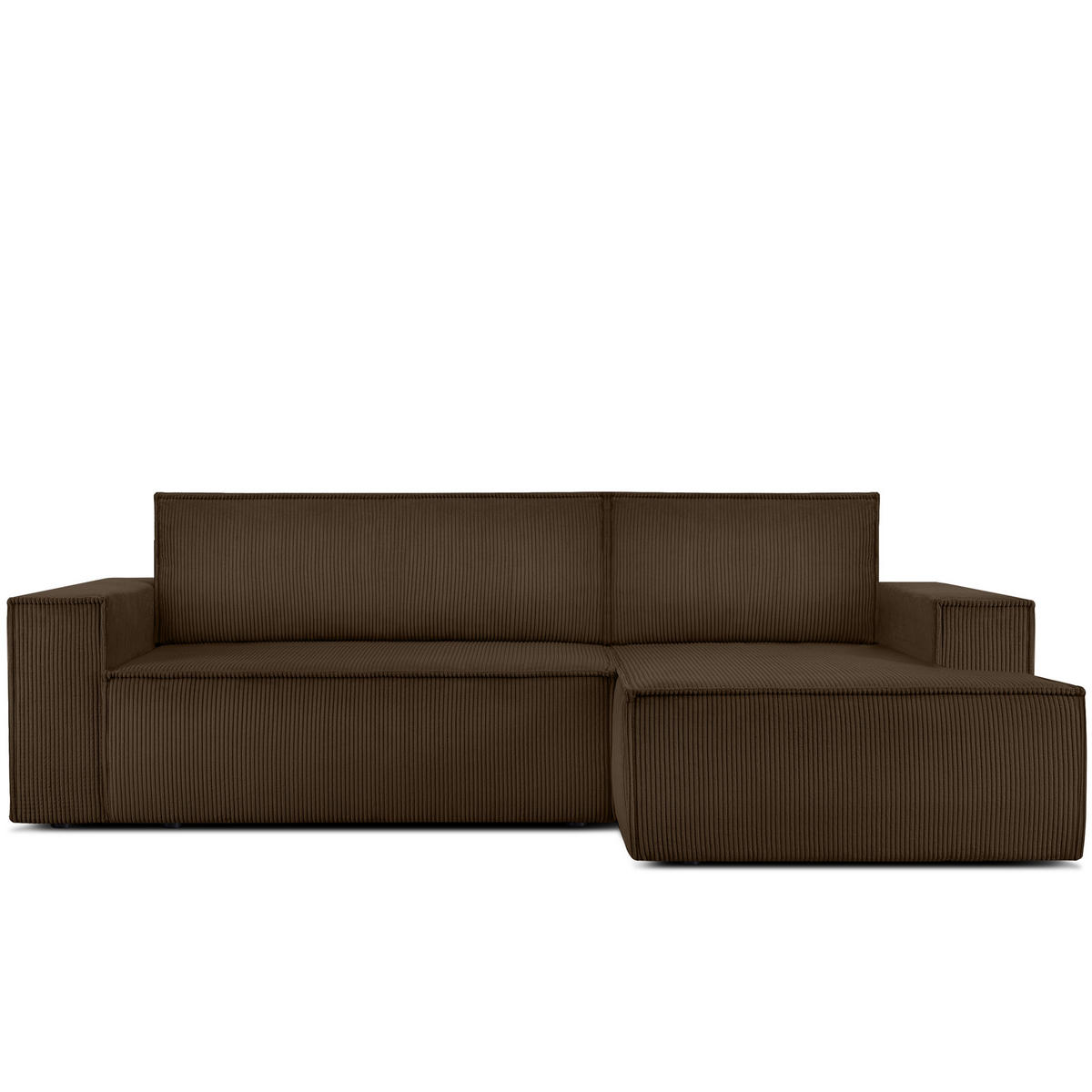 ECKSCHLAFSOFA-RECHTS NAPI in Pet Friendly Cord-Stoff, dunkelbraun - Dunkelbraun/Schwarz, Textil (262/148cm) - KONSIMO®