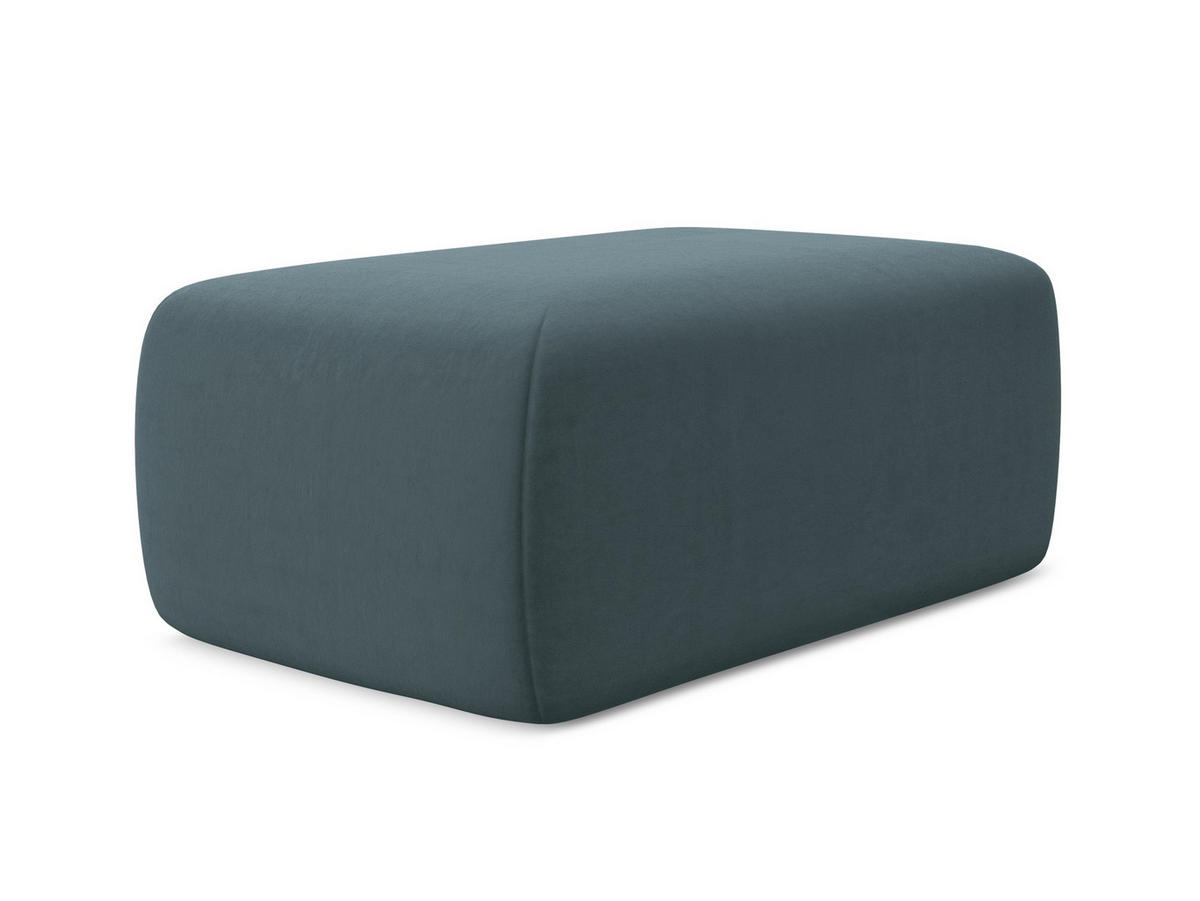 POUF Samt Stoff Blau - Blau/Petrol, Kunststoff/Textil (102/40/62cm) - Makamii