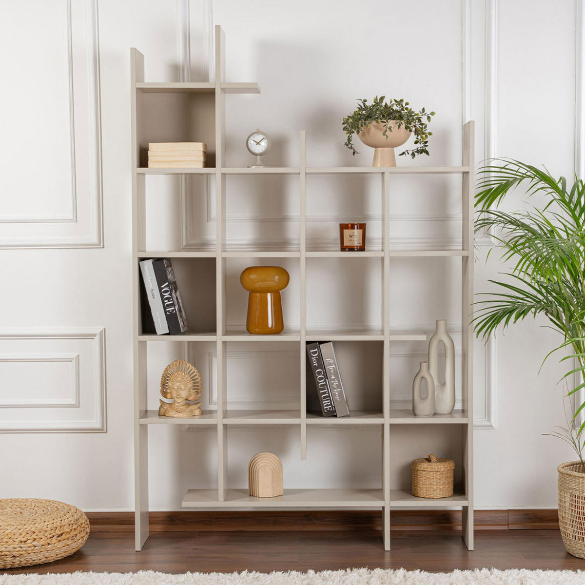 HOLZREGAL, Höhe 188 cm - Mako - Beige - Beige, Holz (122/188/26cm) - Drawer