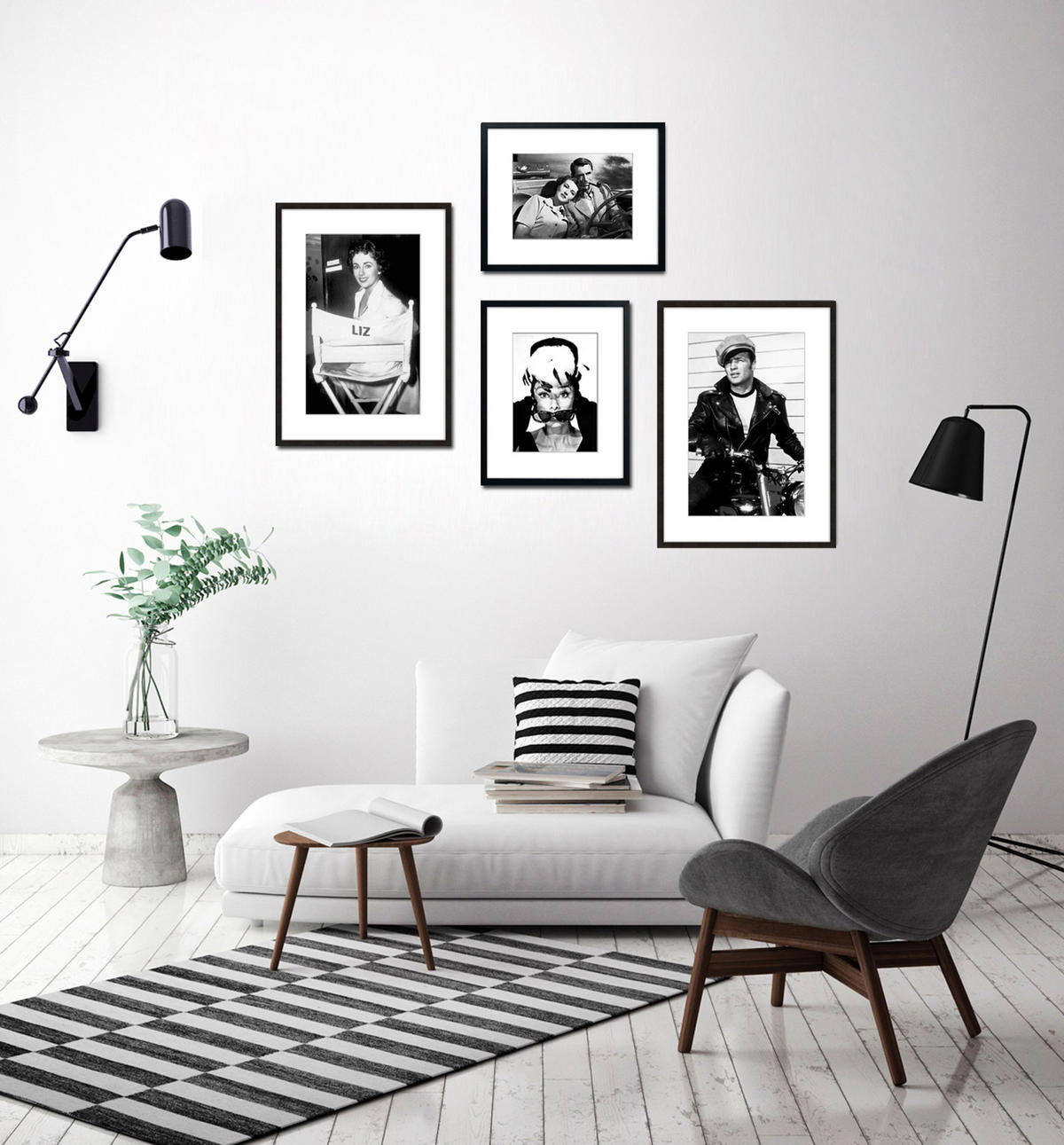 BILD mit Rahmen 51x71 cm Marlon Brando Schwarz-Weiß - Weiß, Holz (51/71cm) - artissimo