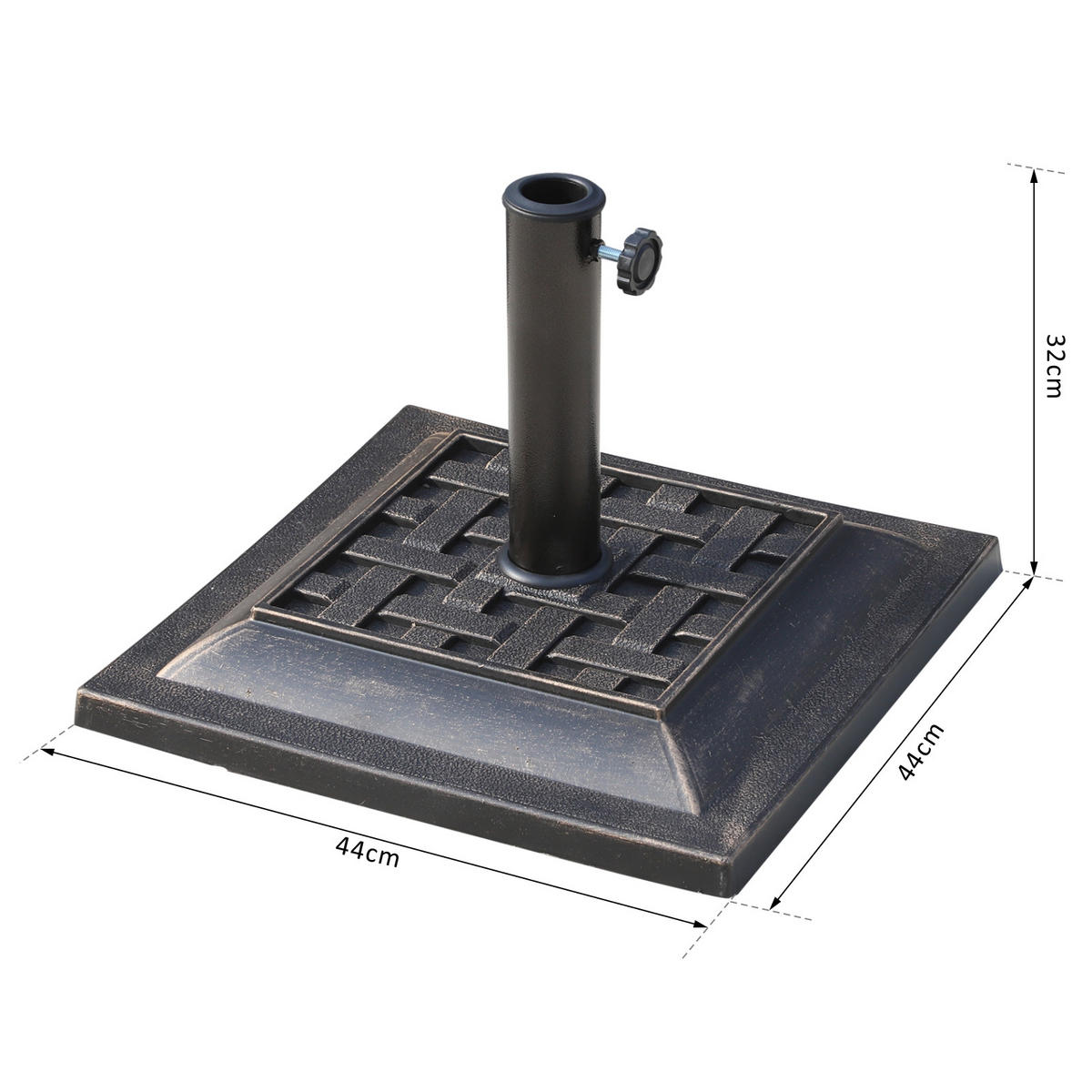 SONNENSCHIRMSTÄNDER 9kg 38/48mm Polyesterharz Bronze L44 x B44 x H33cm - Bronzefarben, Kunststoff (44/44cm) - Outsunny