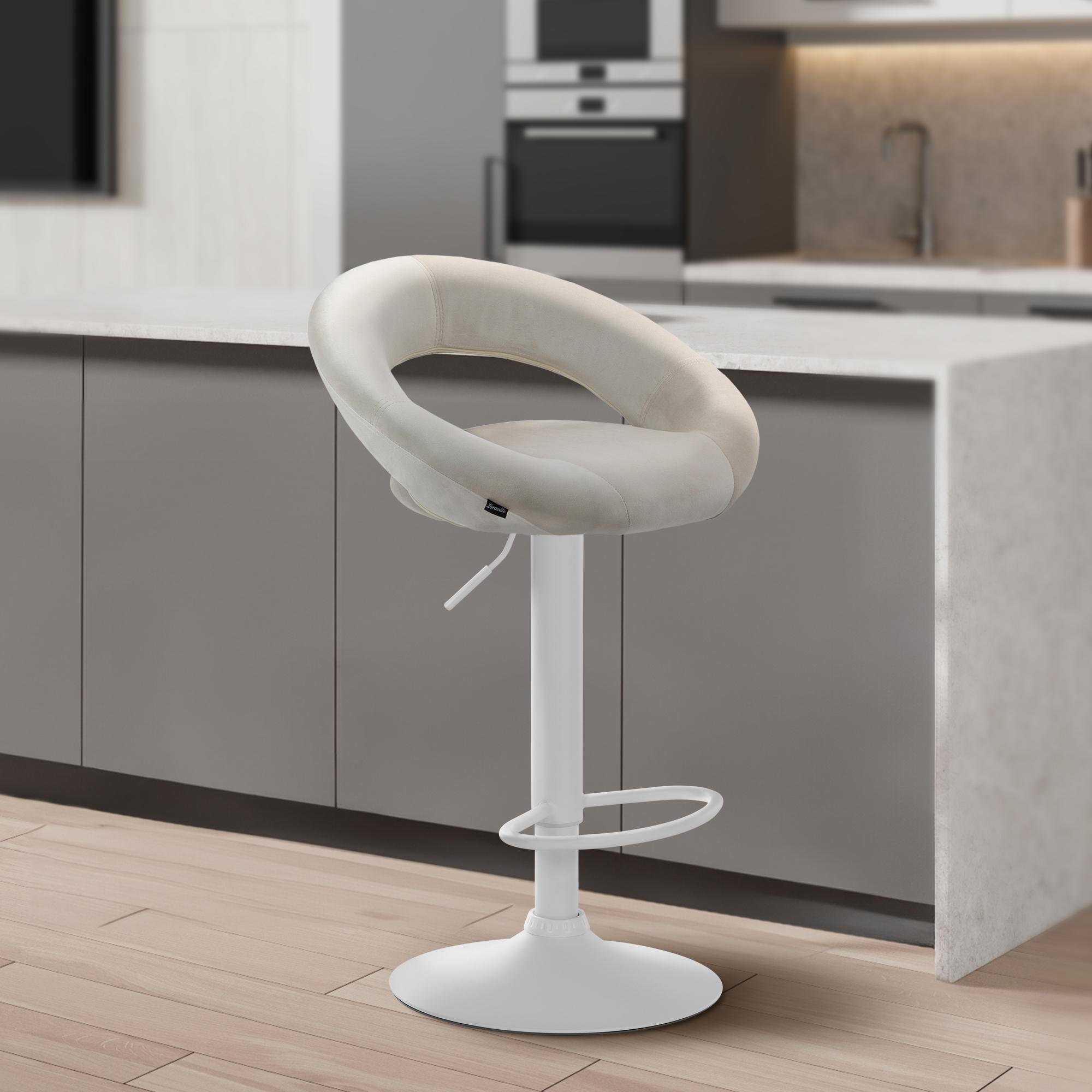 BARHOCKER Samt creme - Creme/Weiß, Textil/Metall (53/80/47cm) - CLP