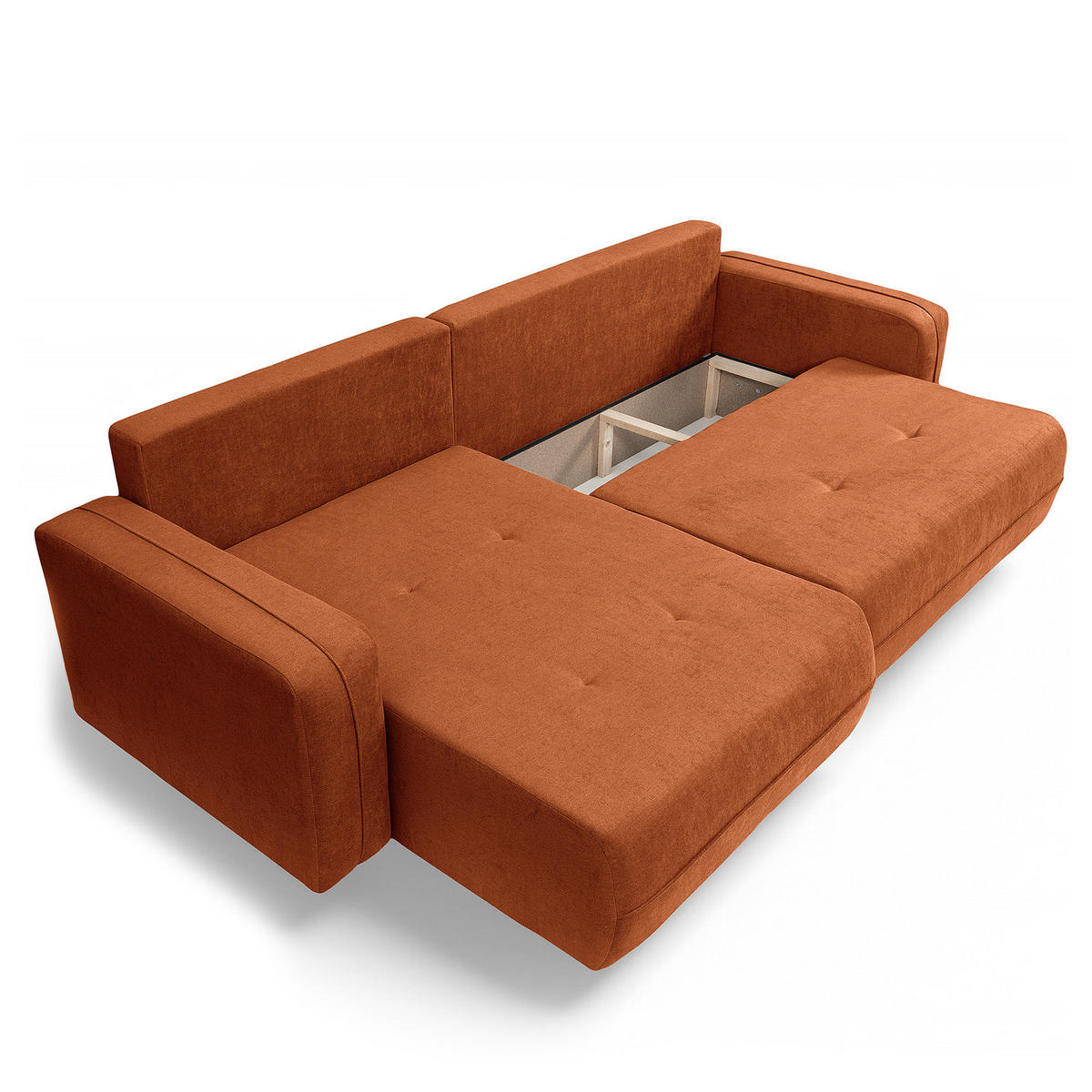 ECKSOFA mit Schlaffunktion - 272 cm - Schwarz/Orange, Kunststoff/Textil (272/145cm) - home24