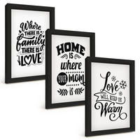 BILDER SET 3er Set - 20x30 cm Schwarzer Rahmen - Familie, Liebe, Zuhause, Wärme - Schwarz, Kunststoff (20/30cm) - TULUP